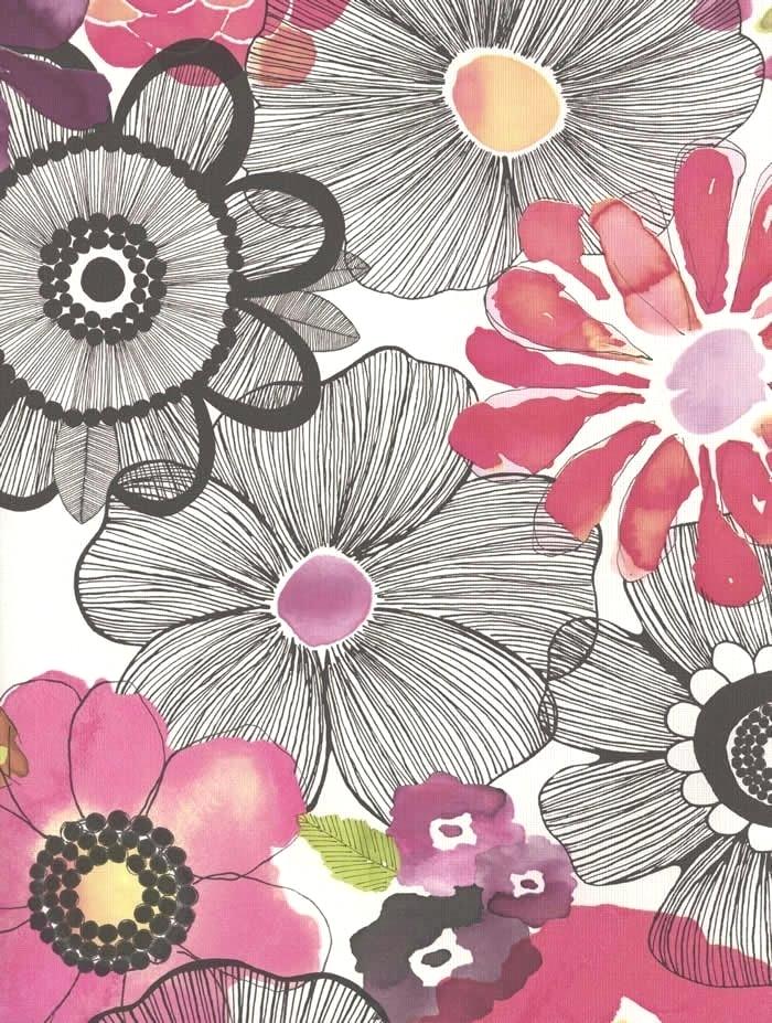 Chic Wallpaper A Modern Bold Floral Design Great For - Pink Boho Wallpaper Large - HD Wallpaper 