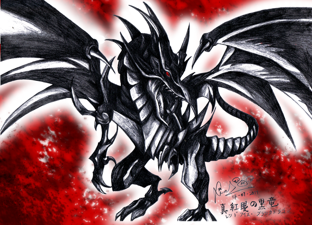 Red Eyes Black Dragon Wallpaper - Red Eyes Black Dragon Fan Art - HD Wallpaper 