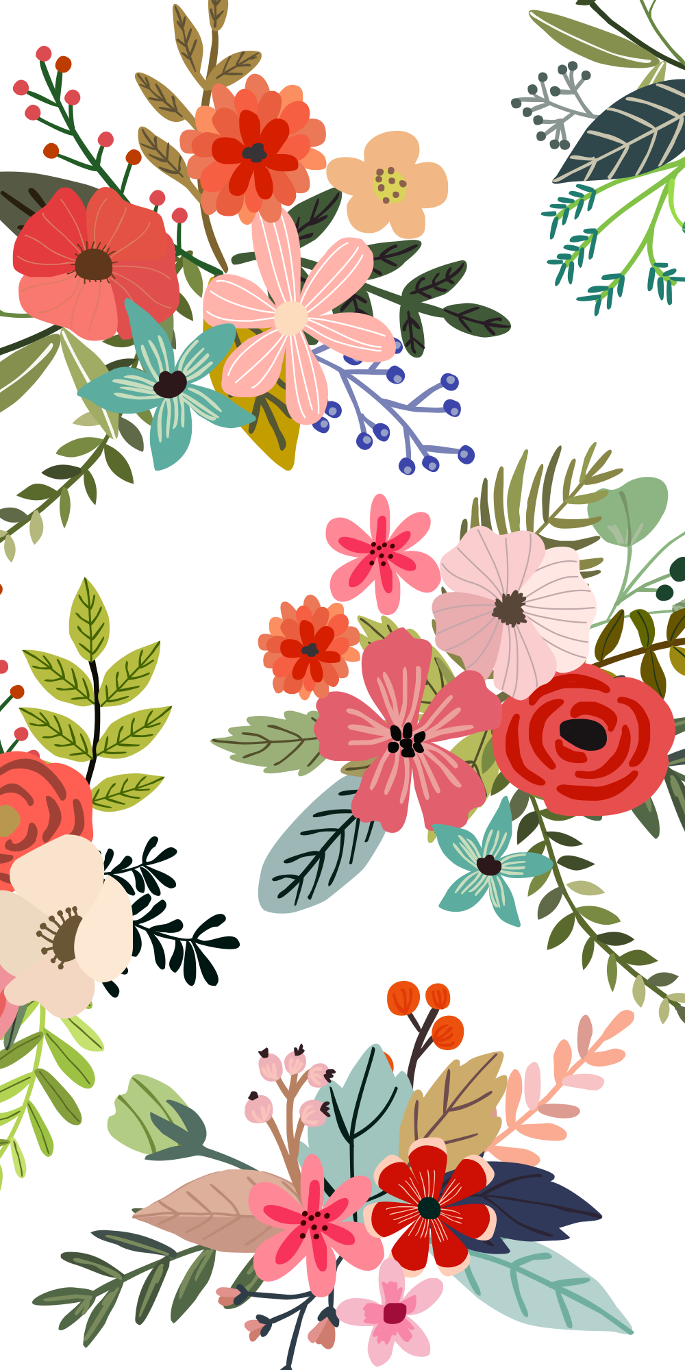 Pattern Flowers And Animals - HD Wallpaper 