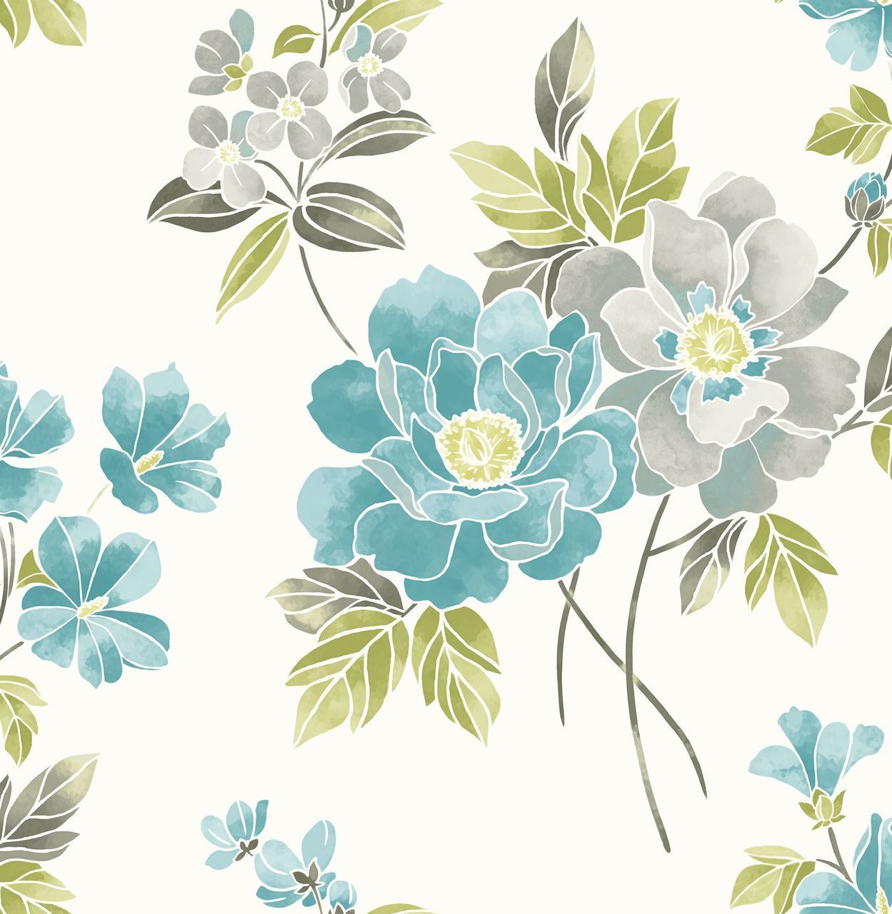 Teal Wallpaper Simple Floral - HD Wallpaper 