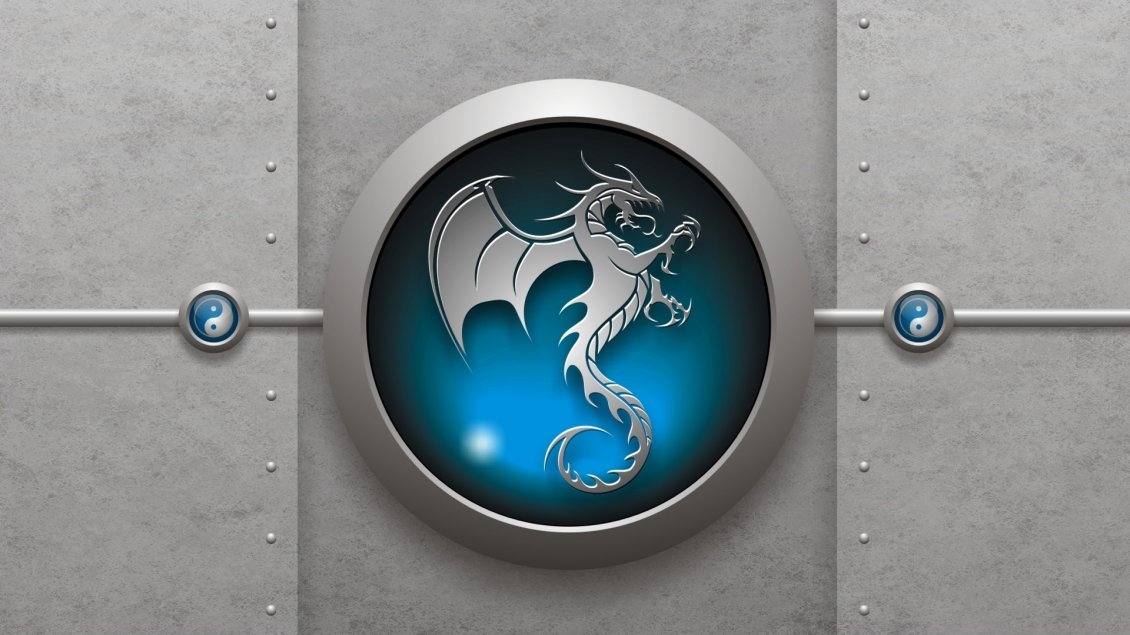 Download Wallpaper 3d Blue Dragon Logo On The Gray - Dragon Logo Hd - HD Wallpaper 