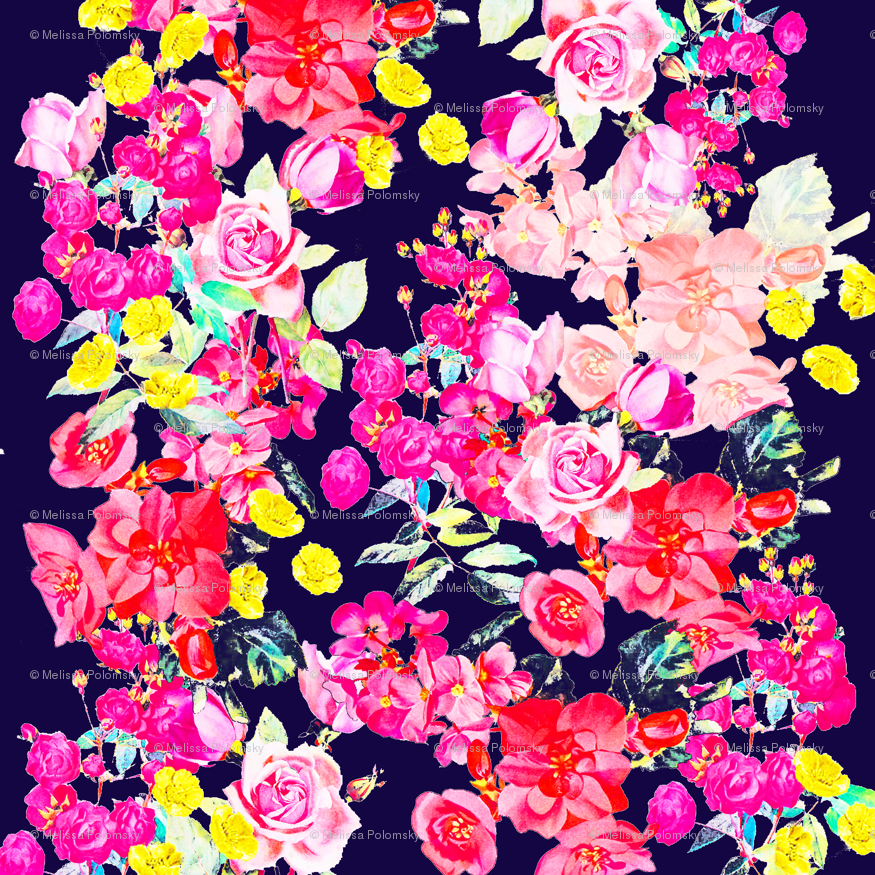 Top Vintage Inspired Floral In Summer Bright Fabric - Hot Pink Flower Print - HD Wallpaper 