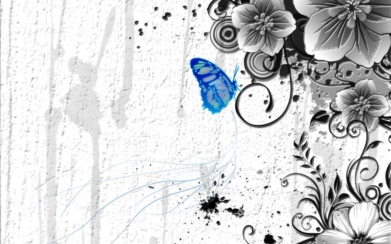 Butterfly Wallpapers Free Download Cute Colorful Hd - Flower Background Blue Butterfly - HD Wallpaper 