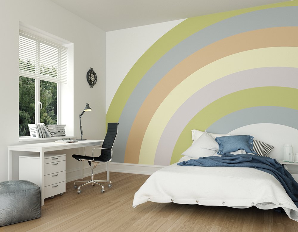 Bedroom Rainbow Mural - HD Wallpaper 