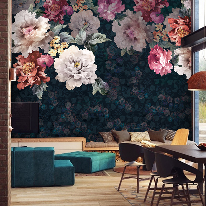 New Large Floral Wallpaper New Dark Ellie Cashman Design - Dark Flower  Wallpaper Bedroom - 800x800 Wallpaper 