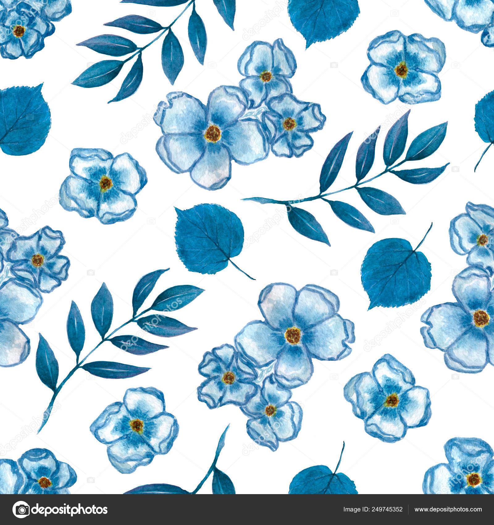 Blue Cute Floral Background - HD Wallpaper 