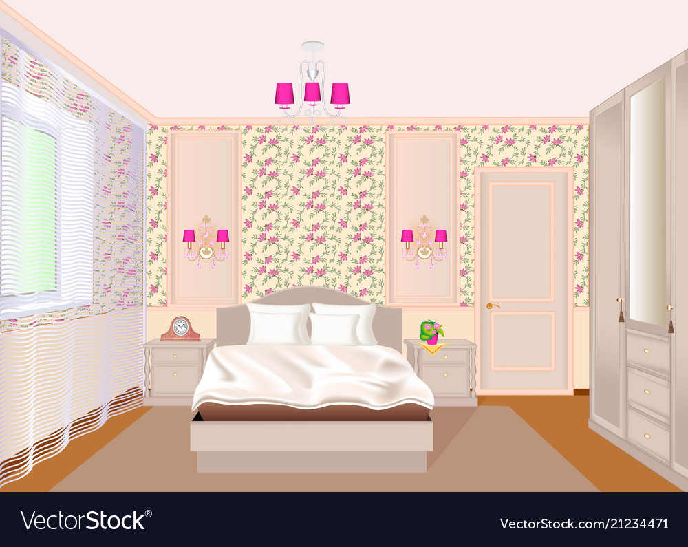 Bedroom Design Vector - HD Wallpaper 