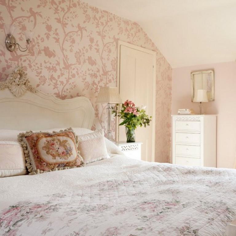 Very Pale Pink And Cream Bedroom - HD Wallpaper 