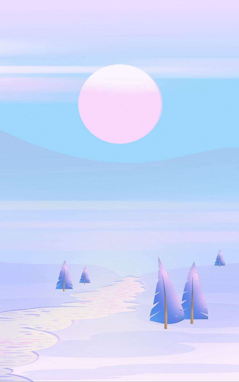 Wallpaper Sun, Mountains, Vector, Art, Trees, Landscape, - Iphone Pastel Wallpaper Hd - HD Wallpaper 