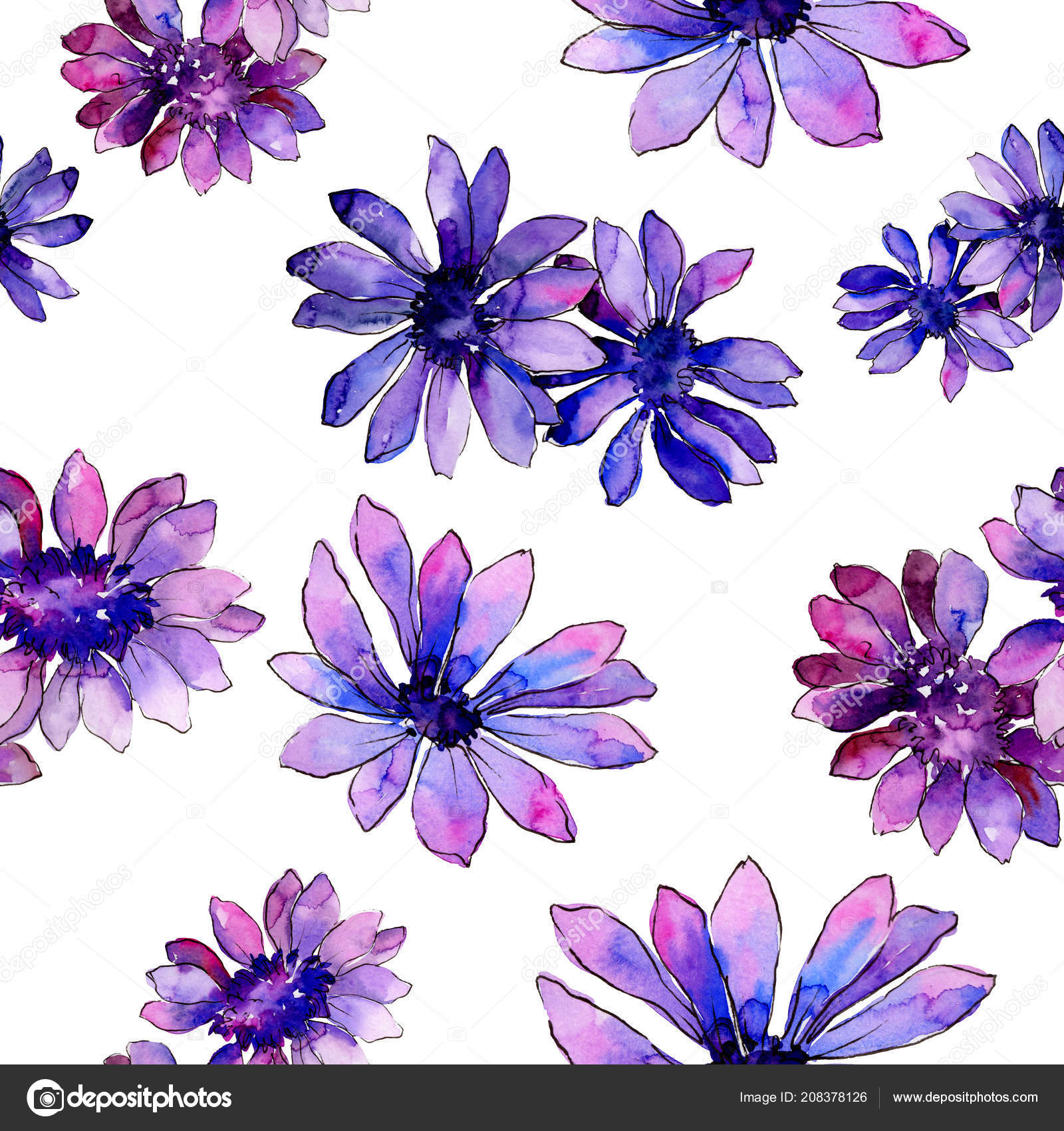 Watercolor Purple Clipart Flower - HD Wallpaper 