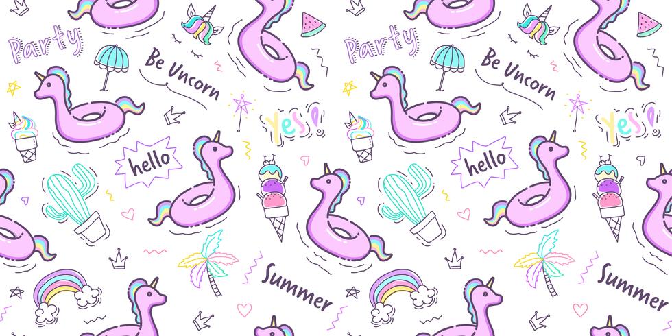Unicorn Rubber Ring Pattern Seamless In Pastel Color - Pastel Scrapbook Background Free Printables - HD Wallpaper 