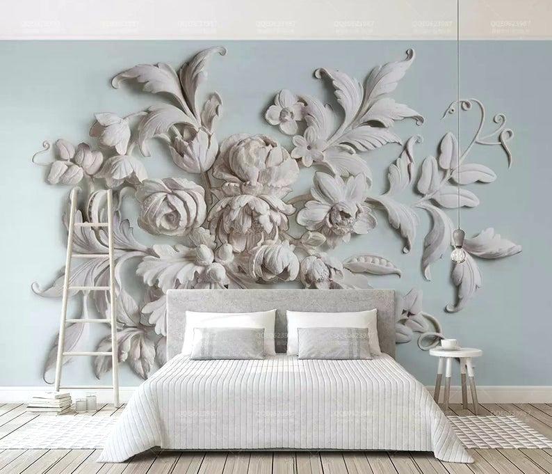 Floral Bedroom Wallpaper Image 0 Floral Wallpaper Embossed - Floral Wallpaper Bedroom Ideas - HD Wallpaper 