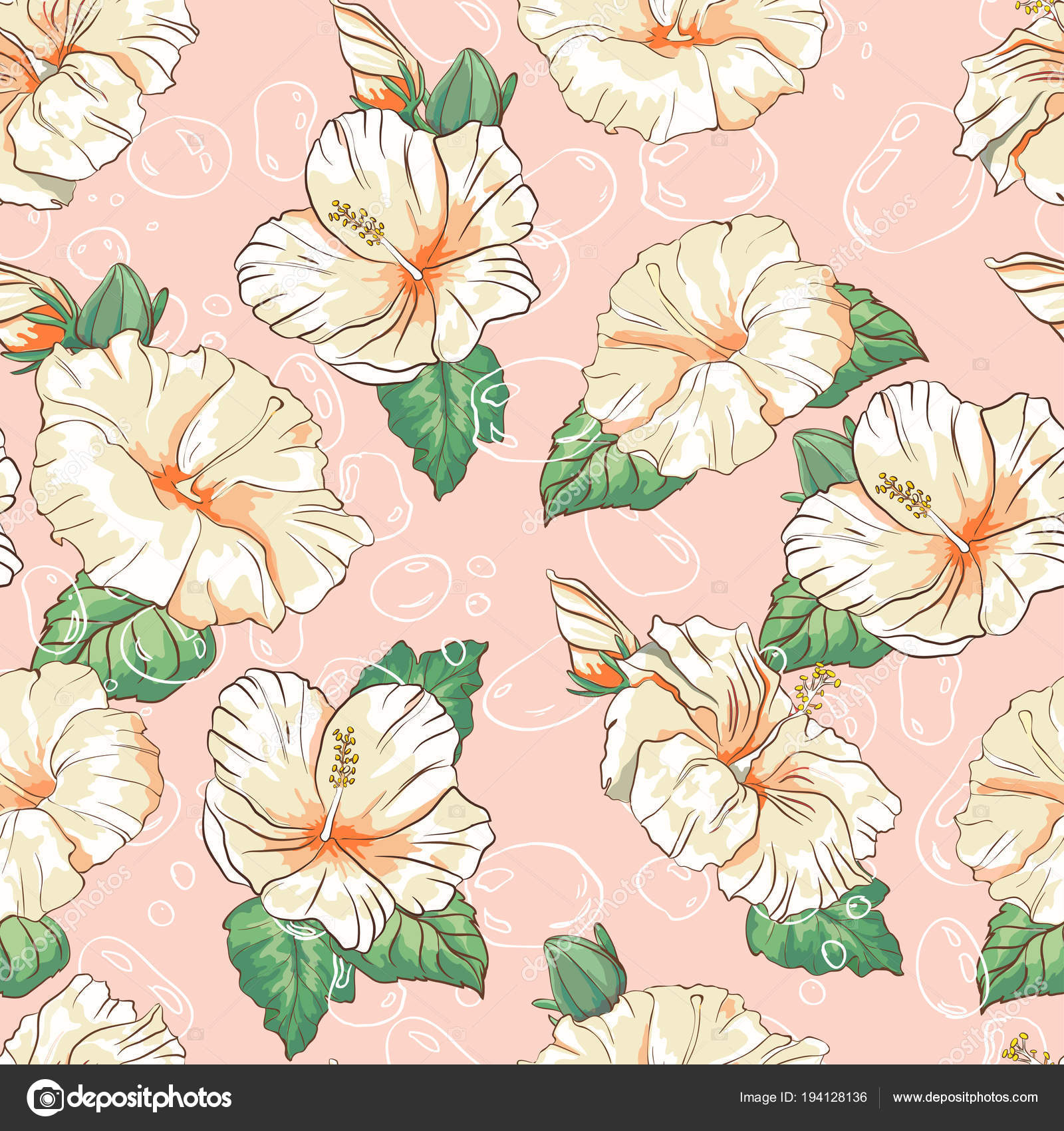 Hibiscus Flowers Pattern - HD Wallpaper 