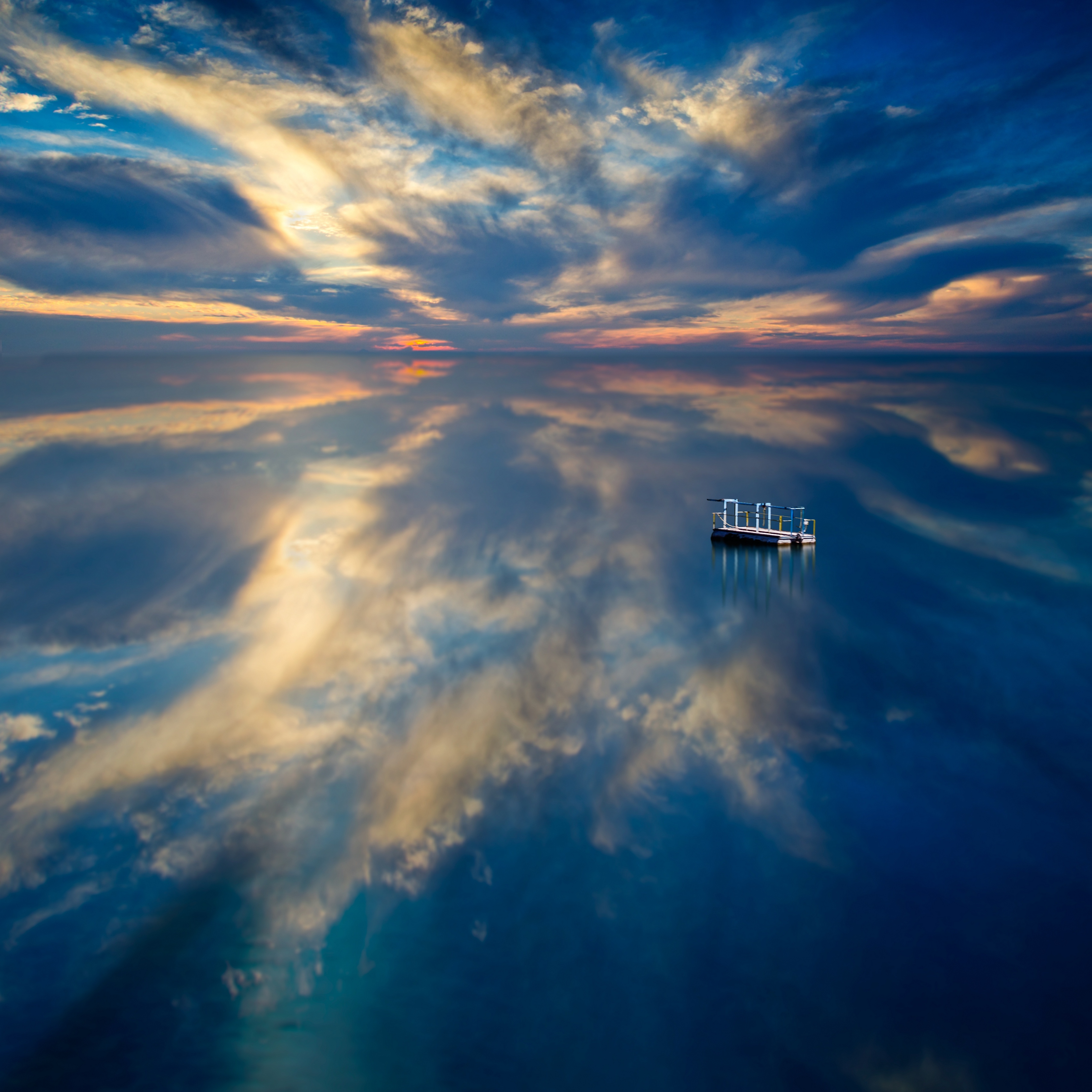 Wallpaper Pontoon, Float, Sea, Horizon, Sunset - Beyond Imagination - HD Wallpaper 
