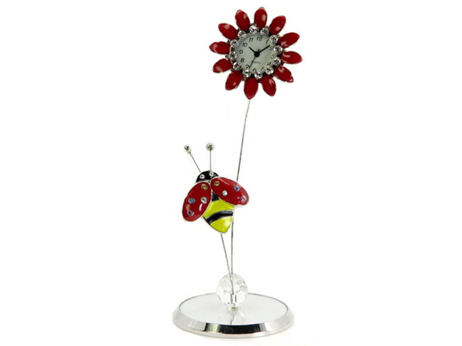 Flower Miniature Clock With Bee 
 Title Flower Miniature - Champagne Stemware - HD Wallpaper 