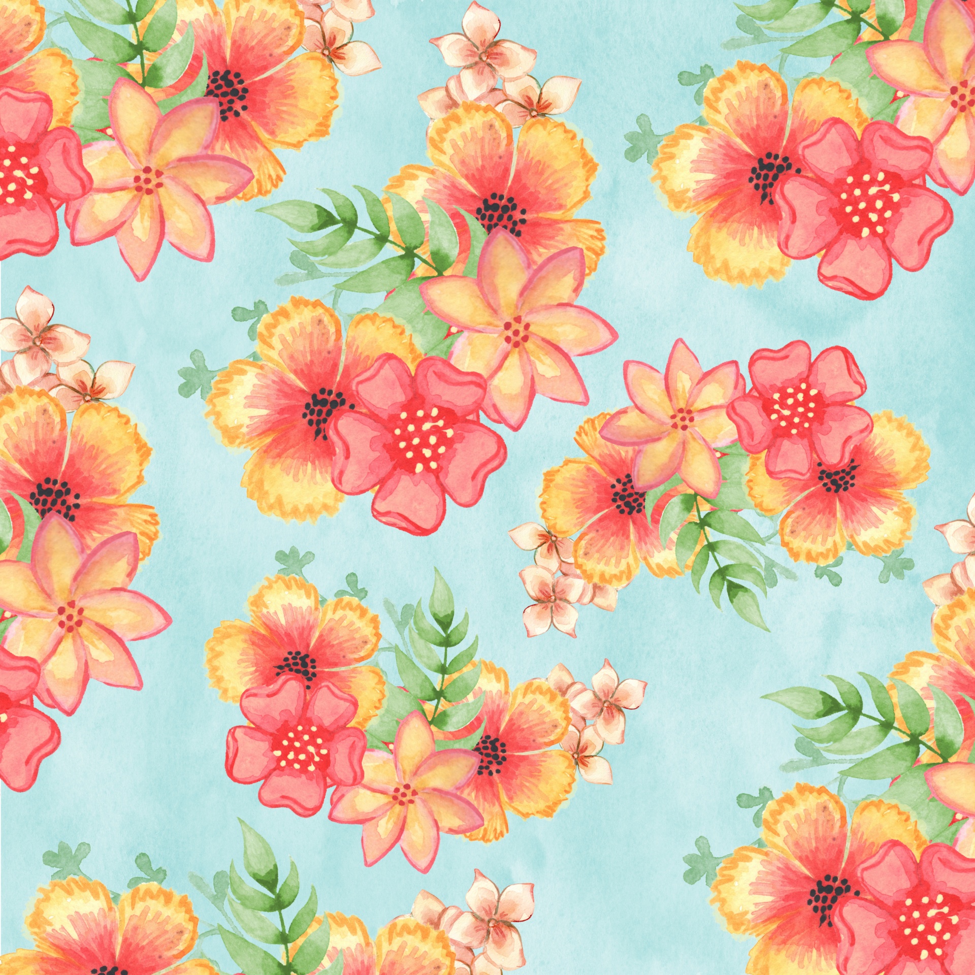 Floral Flowers Wallpaper Free Photo - Floral Wallpaper Watercolor - HD Wallpaper 