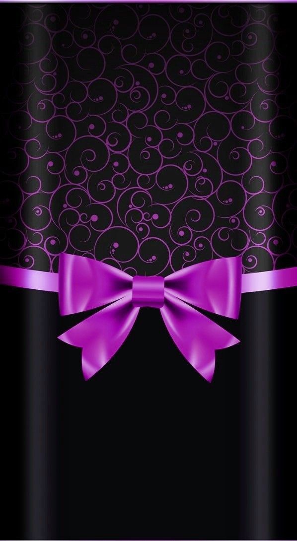 Purple Background With Bow - HD Wallpaper 