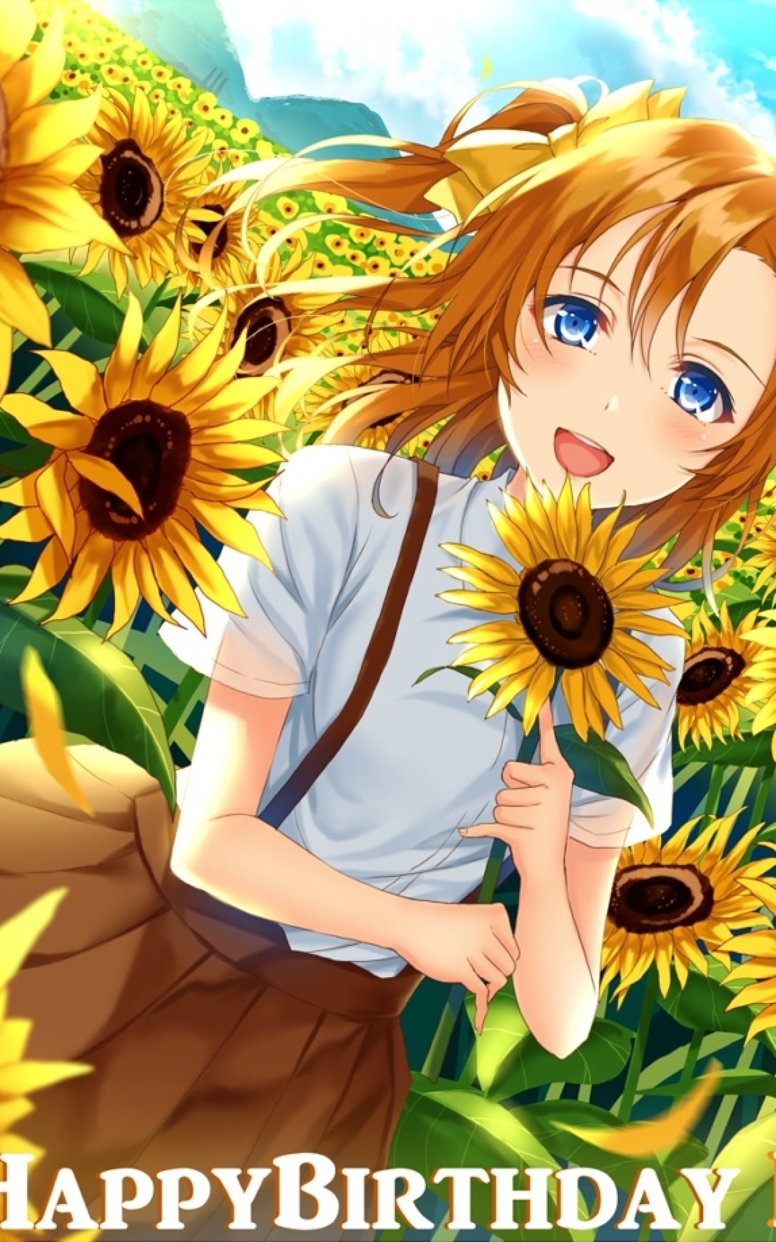 Love Live, Kousaka Honoka, Sunflowers - Love Live! - HD Wallpaper 