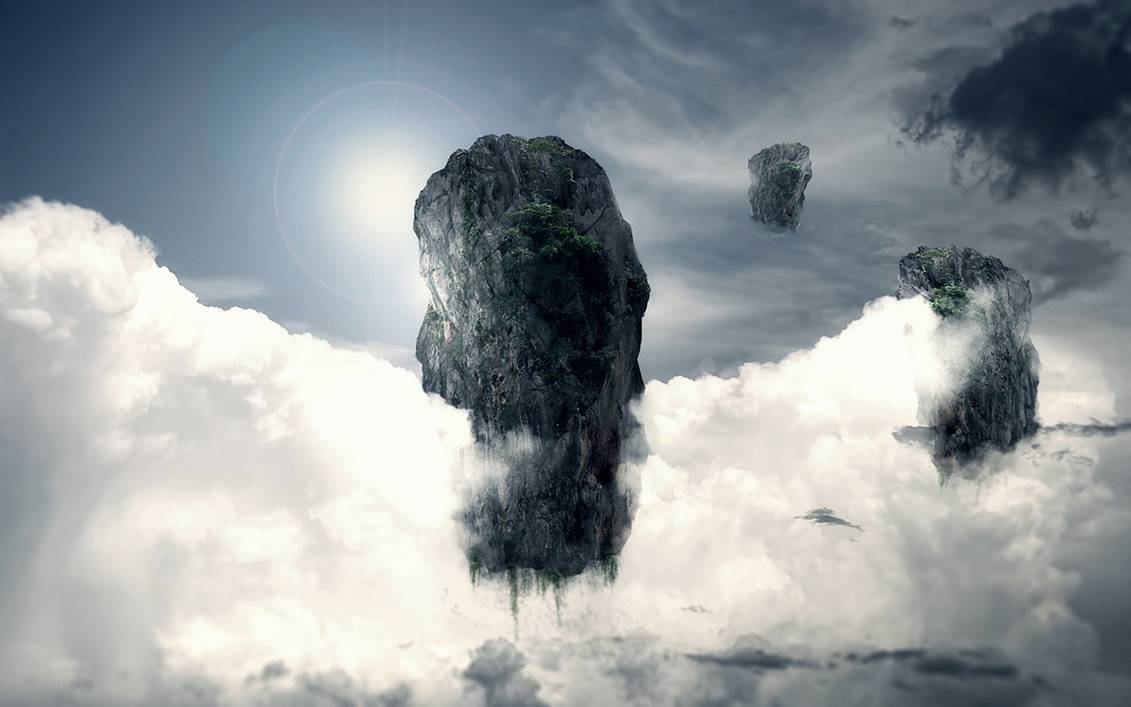 Dark Floating Islands - HD Wallpaper 