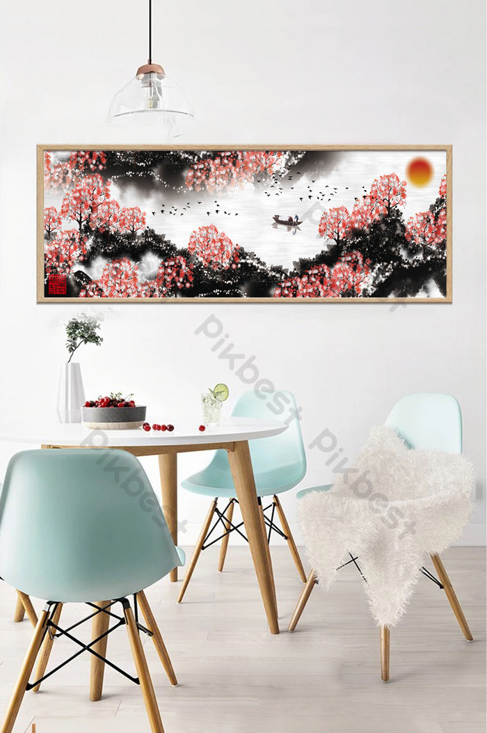 Sastera Gaya Cina Warna Pastel Dakwat Shanchuan Pemandangan - Painting - HD Wallpaper 