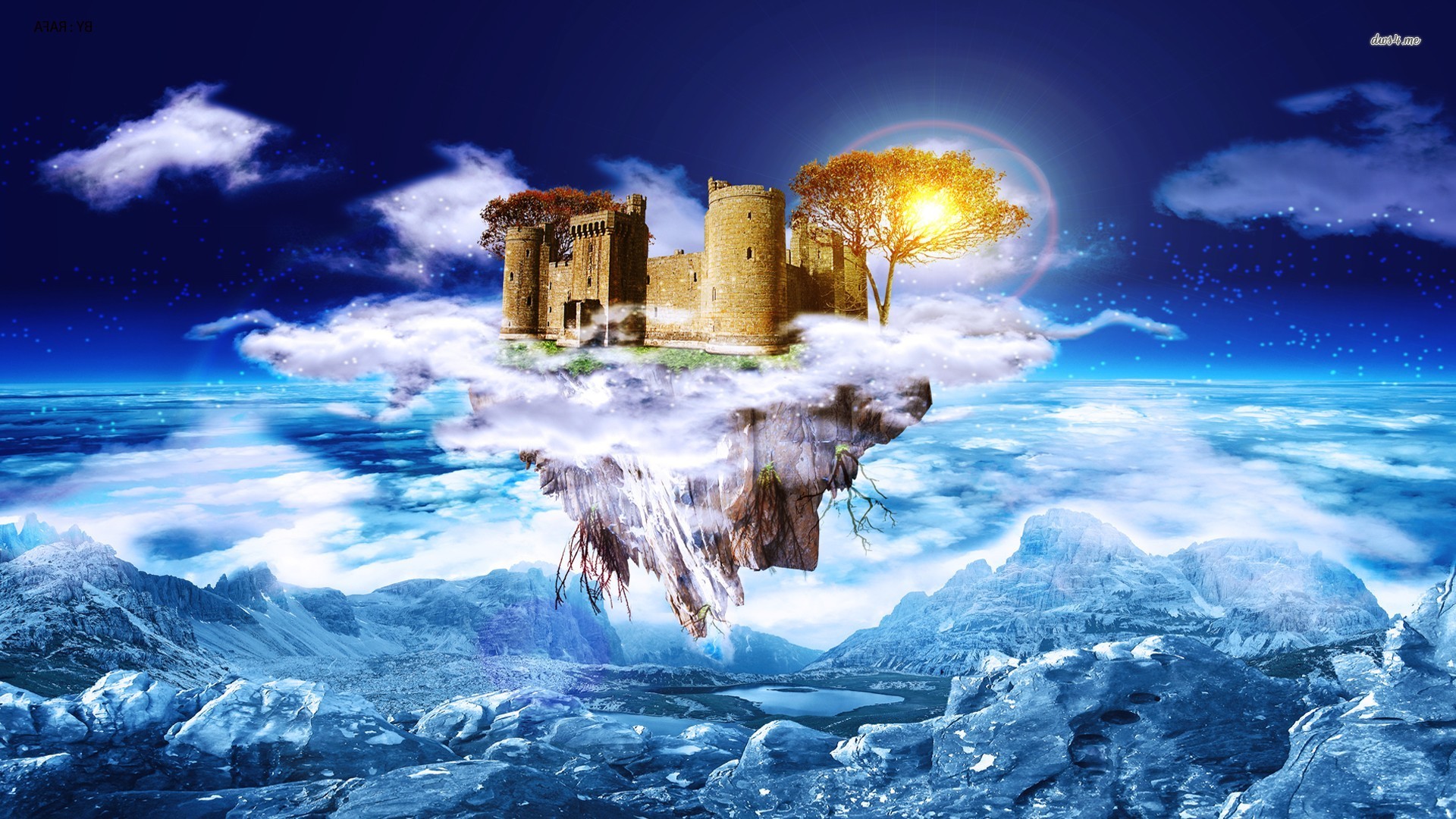 Fantasy Background Floating Island - HD Wallpaper 