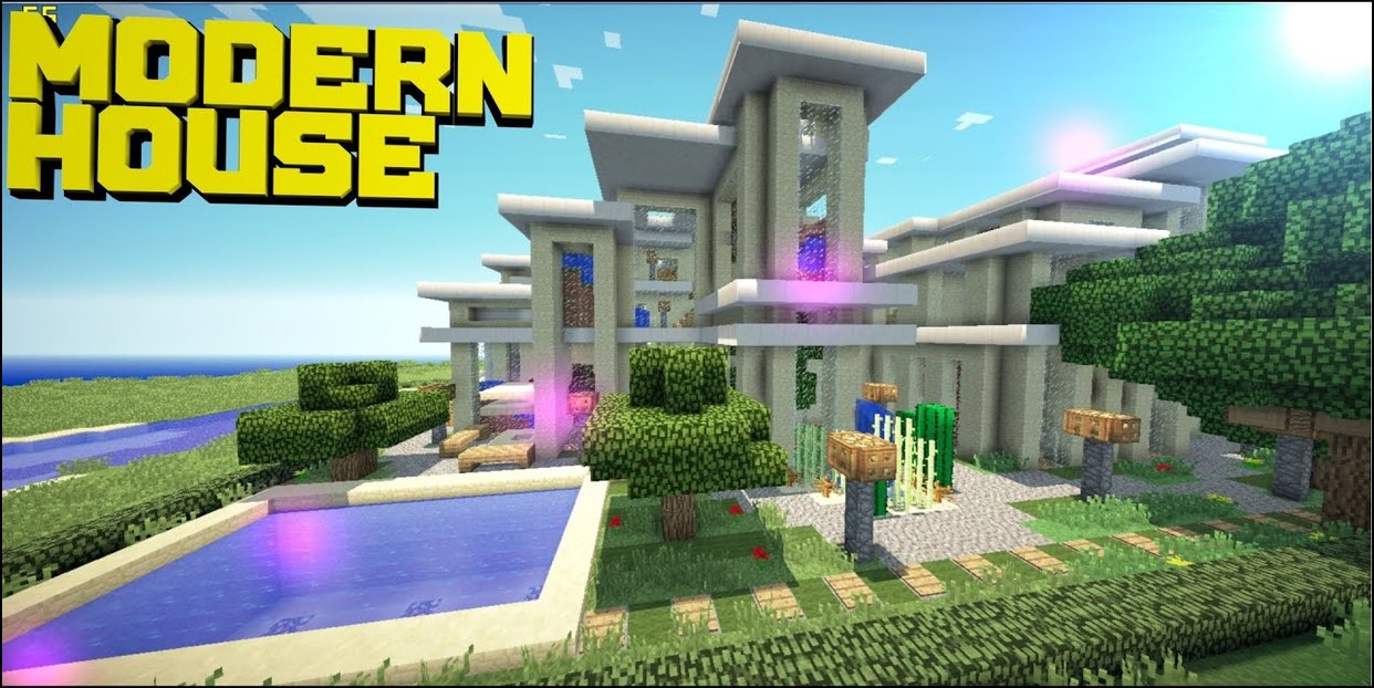 Modern House For Minecraft Pe - Minecraft House Design Garden - HD Wallpaper 