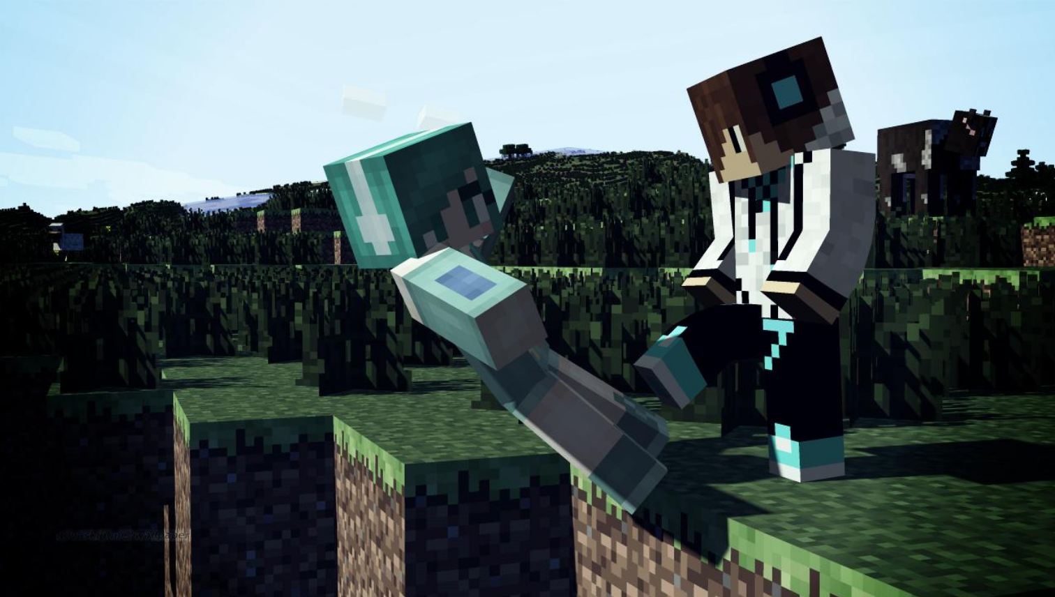 Wallpaper Minecraft L’un Des Joueurs Fait Tomber Un - Minecraft Wallpaper Sky Pvp - HD Wallpaper 