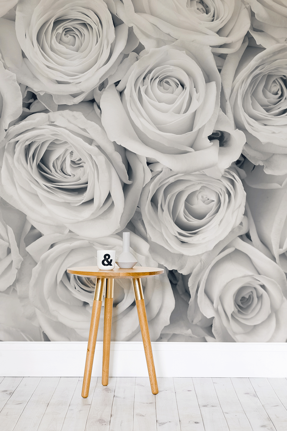 Grey Rose Wallpaper Bedroom Idea - HD Wallpaper 
