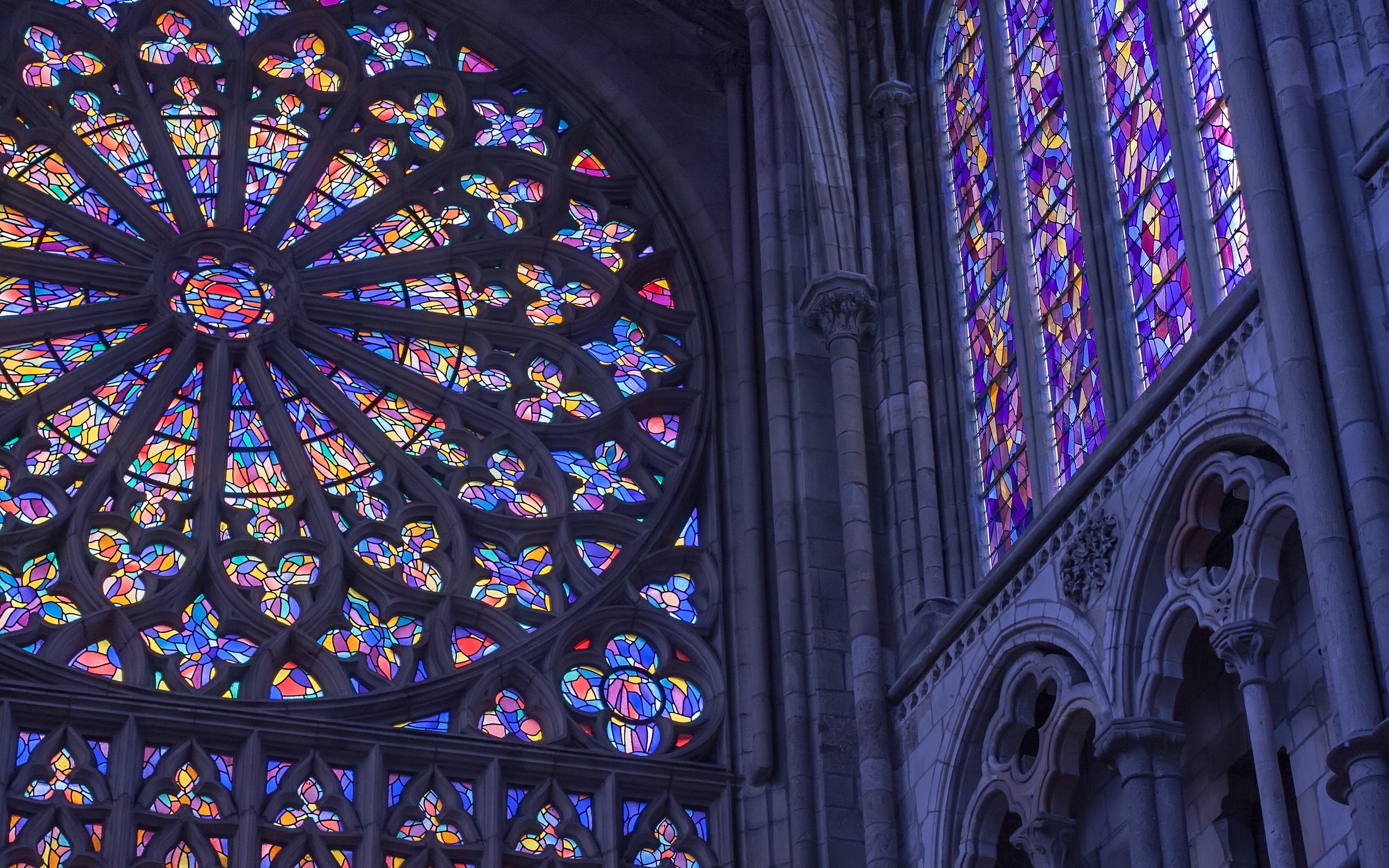 Wallpaper Of Stained Glass, Window, Cathedral, Architecture - HD Wallpaper 