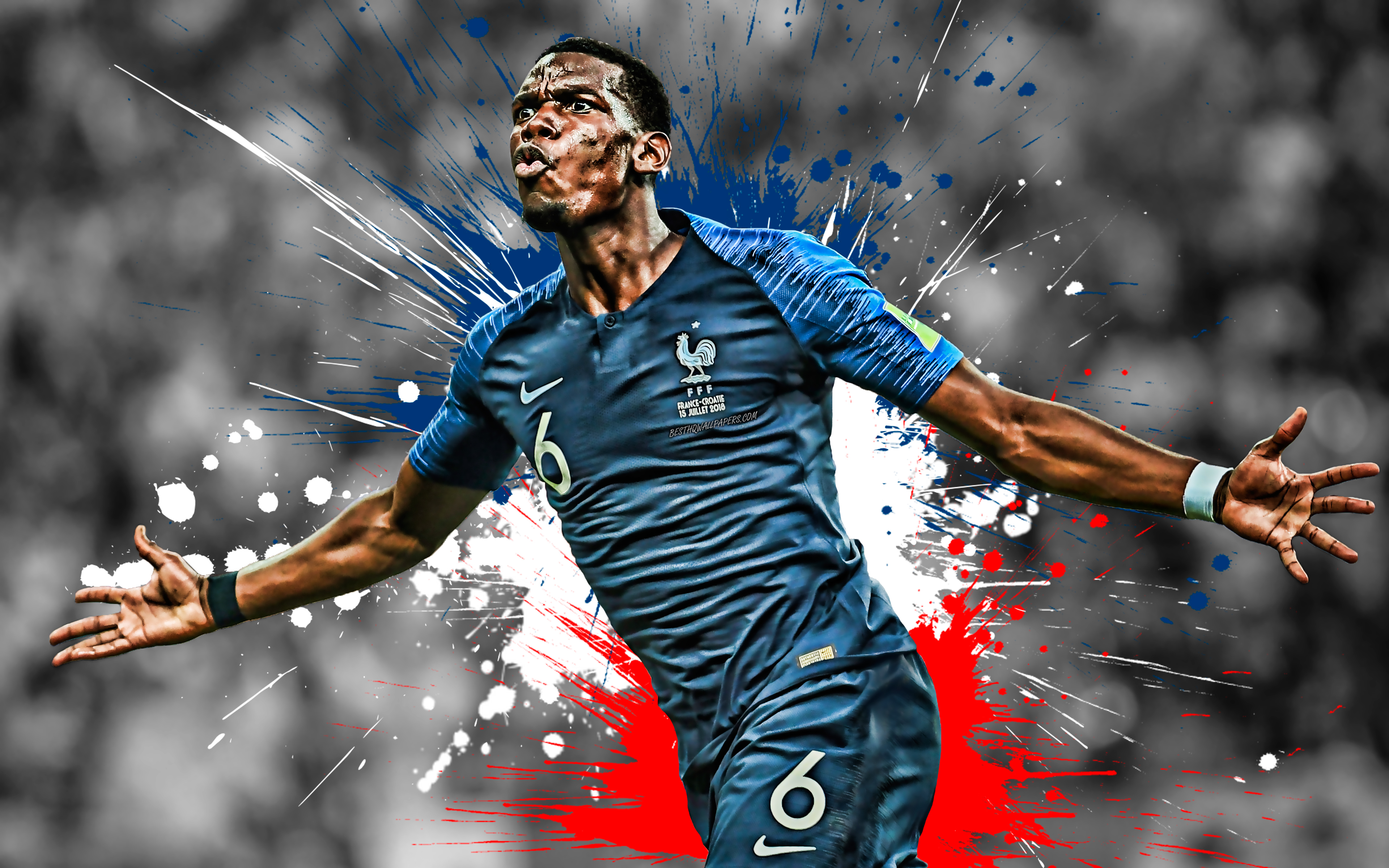 Paul Pogba, France National Football Team, Goal, Joy, - Paul Pogba Wallpaper  France - 3840x2400 Wallpaper 