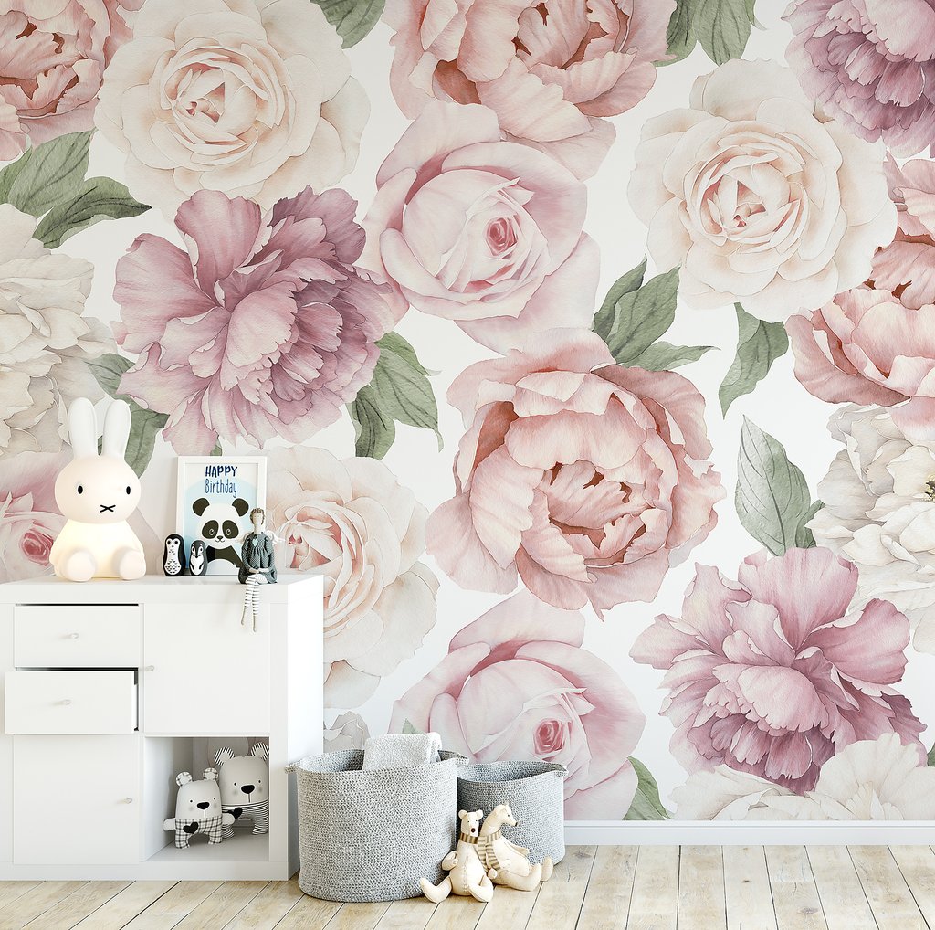 Peony Wallpaper Black And White Nursery - HD Wallpaper 