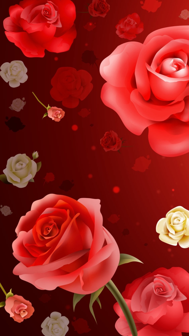 Red Flower Background Vector - HD Wallpaper 