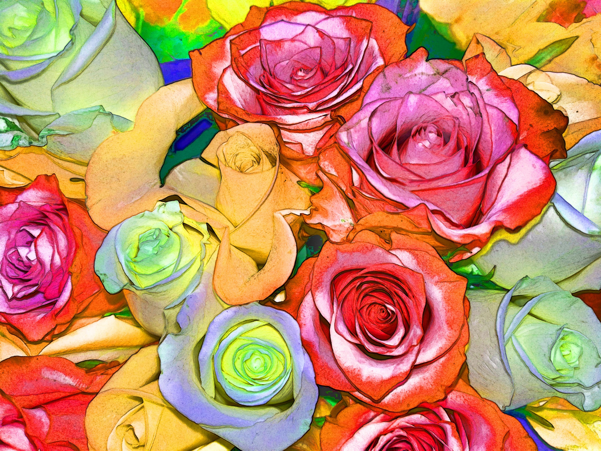 Background Wallpaper Flower Free Photo - Colorful Rose Background - HD Wallpaper 