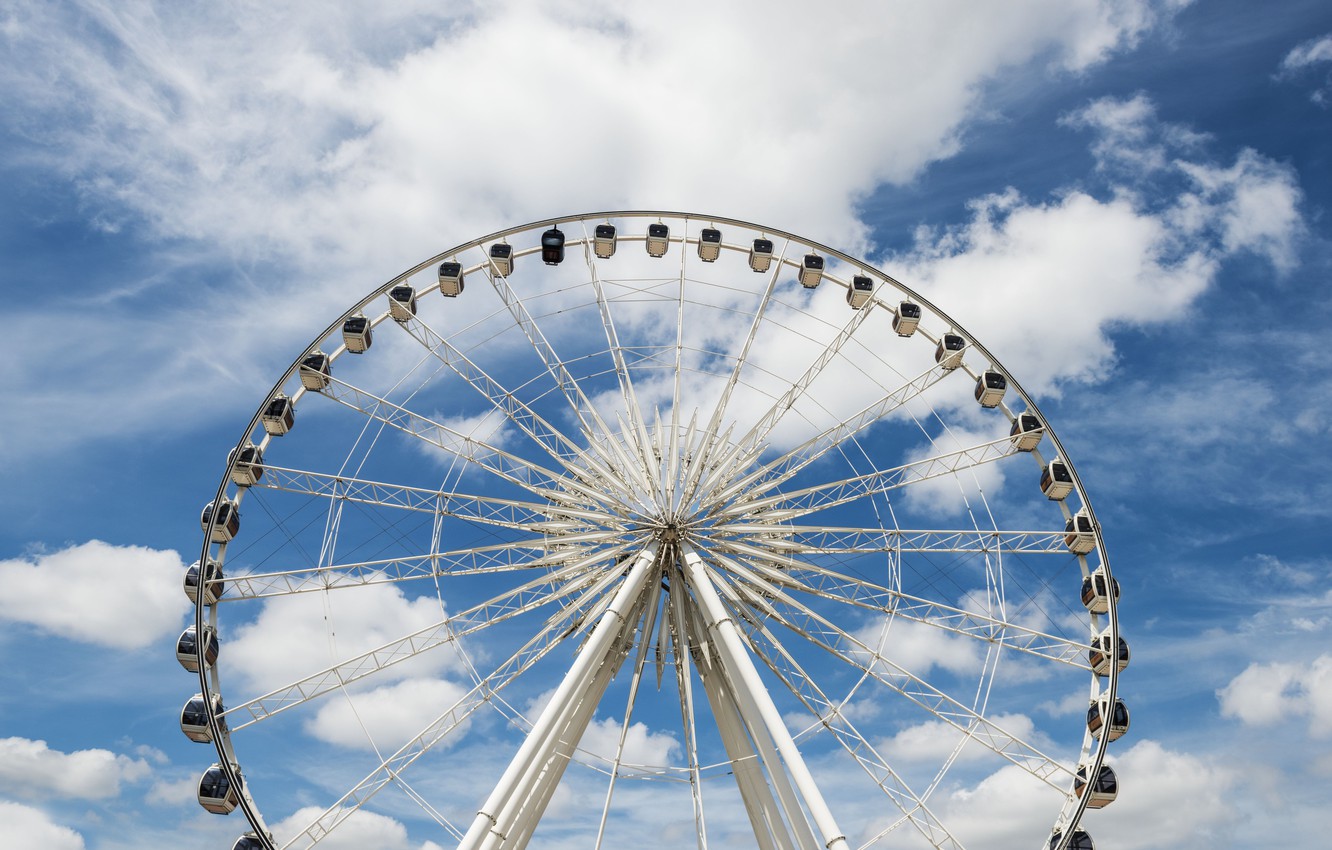 Photo Wallpaper The Sky, Clouds, Wheel, Ferris Wheel, - Колесо Обозрение В Смоленске Новое - HD Wallpaper 