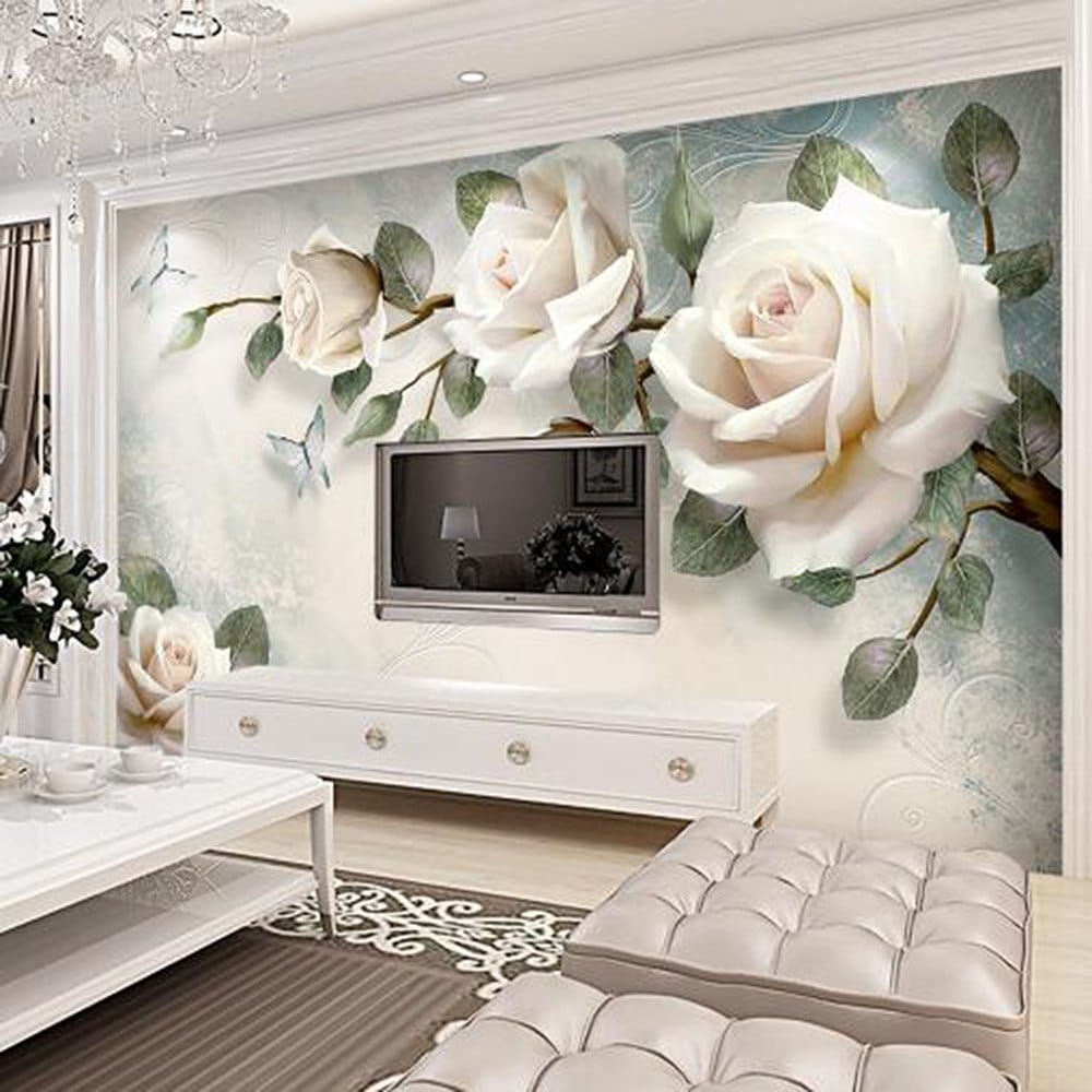 Sale Champagne Rose Wallpaper Wall Stickers Mural Tv - Rose Fabric Painting Designs - HD Wallpaper 