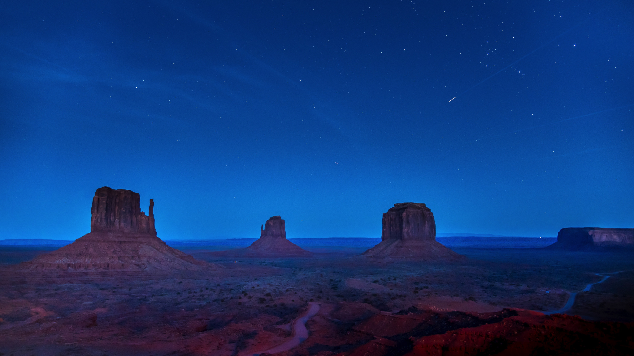 Landscape, Monument Valley, Usa, Night, Wallpaper - Fond D Écran Desert Nuit - HD Wallpaper 