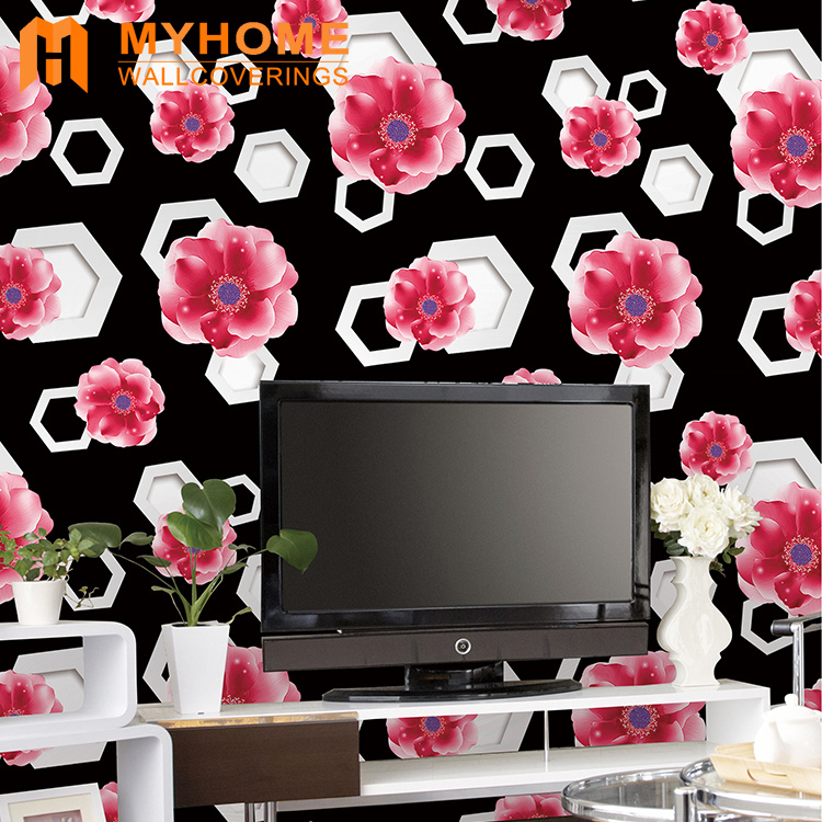 Interior Designs Pvc Vinyl Waterproof Rose Wallpaper - Wallpaper - HD Wallpaper 
