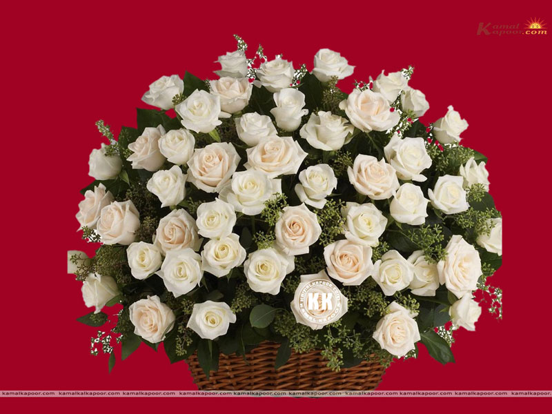 White Rose Flower Basket - HD Wallpaper 