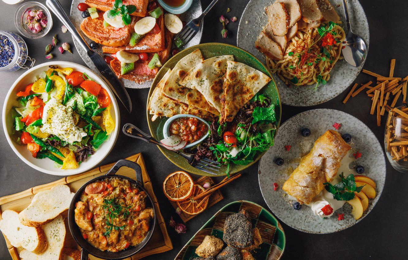 Photo Wallpaper Food, Meat, Pumpkin, Salad, Snacks, - Meze - HD Wallpaper 