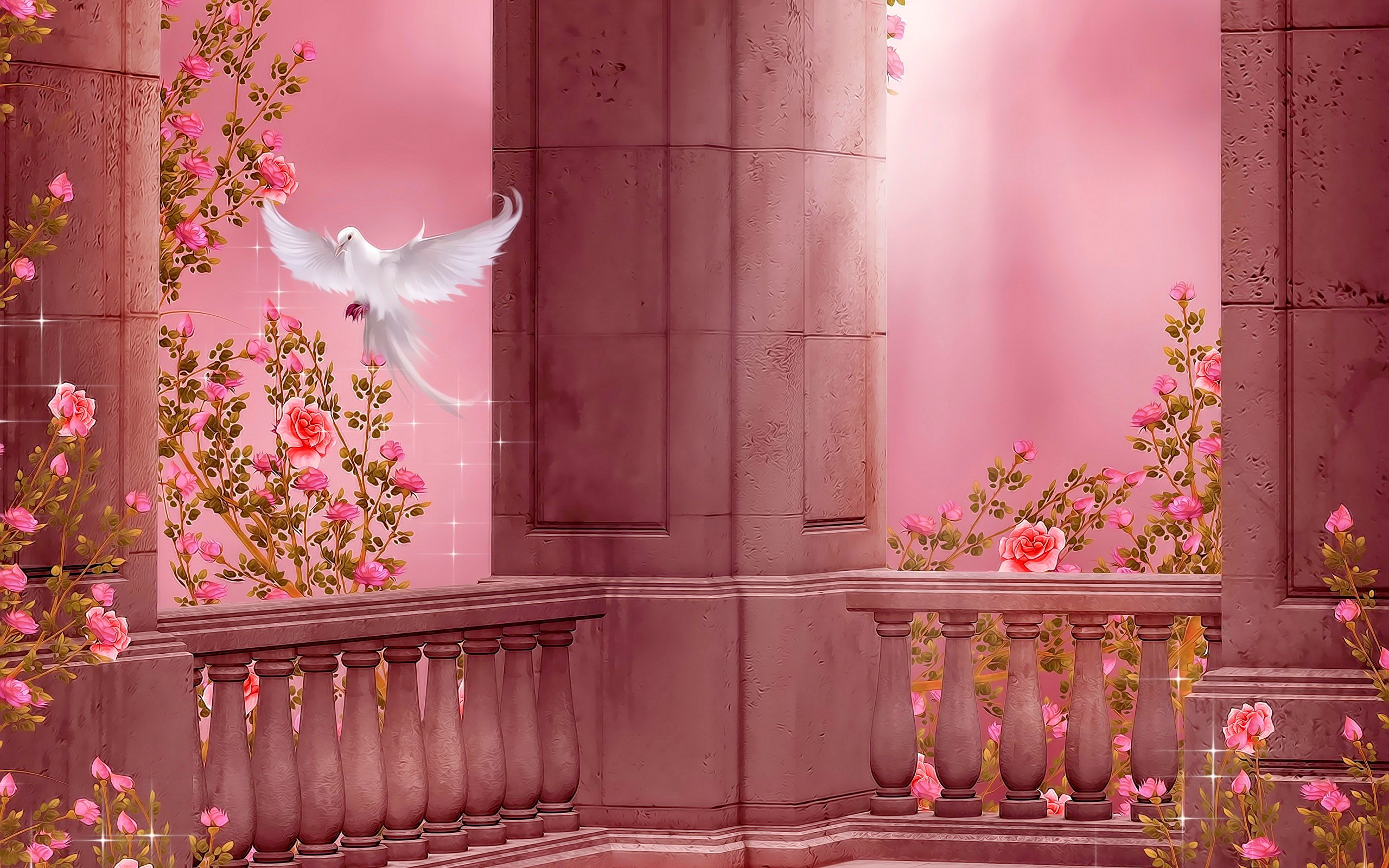 Pink Enchanted Garden Background - HD Wallpaper 