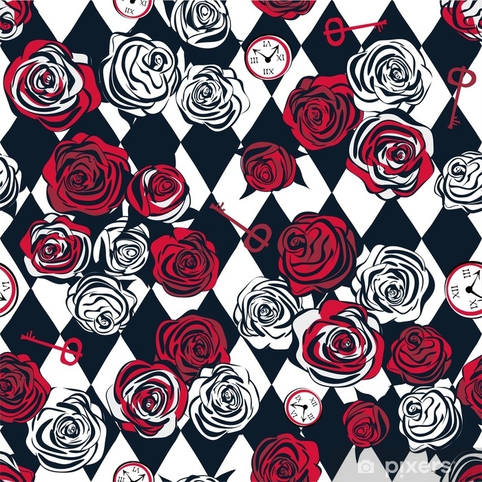 Alice In Wonderland Red And White Roses - HD Wallpaper 