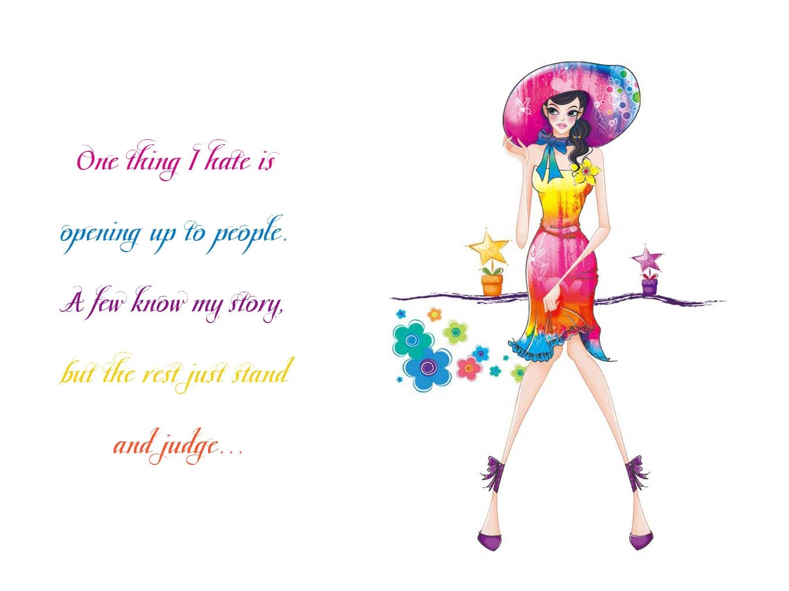 Cartoon, Girl, Qoute Love, Desktop Images, Artwork, - Hd Wallpapers Cartoon Girl Attitude - HD Wallpaper 