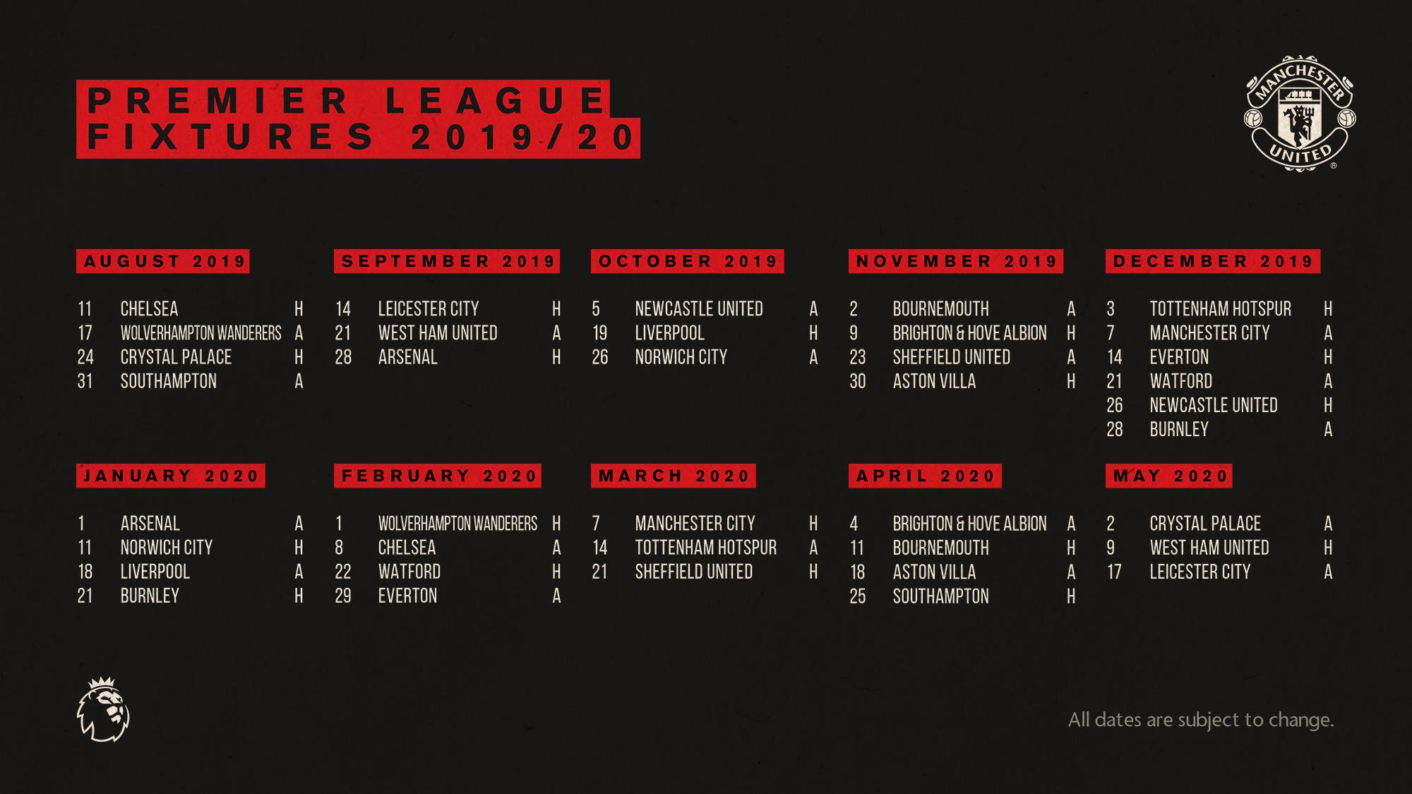 Man Utd Fixtures 2019 - HD Wallpaper 