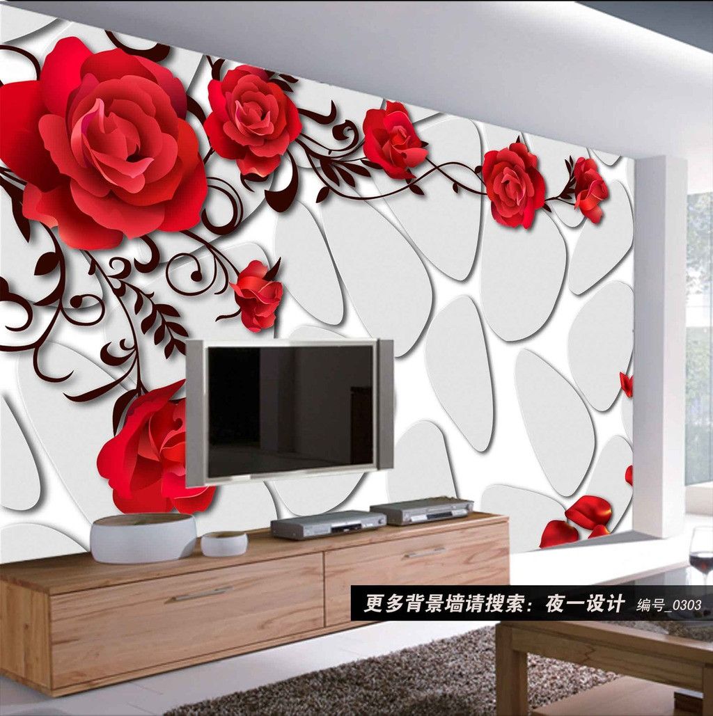 Restaurant 3d Wallpaper Flower Design - HD Wallpaper 
