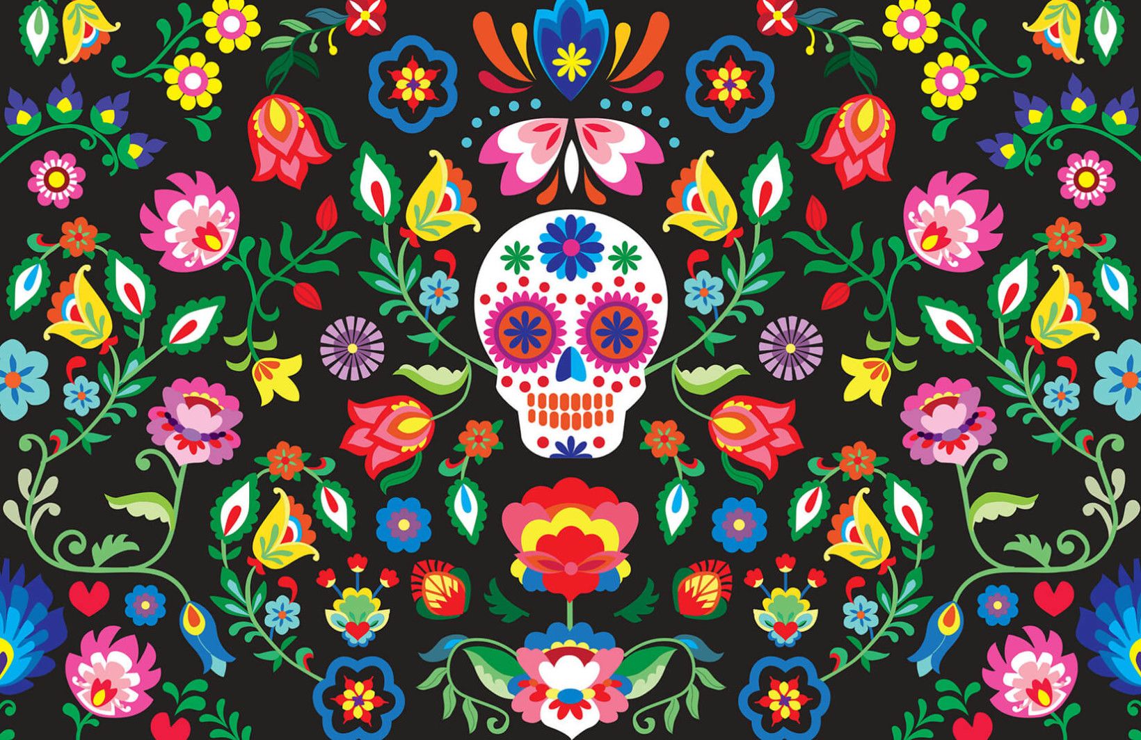 Day Of The Dead Flowers Art - HD Wallpaper 