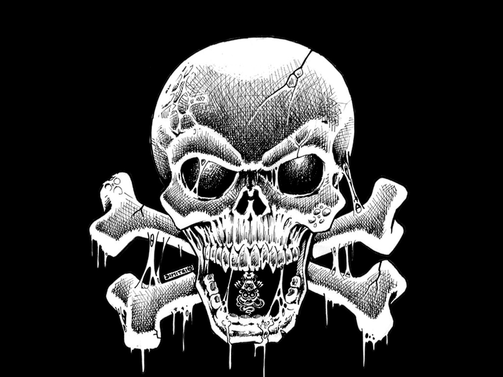 Wallpaper - Black And White Gothic Skull - HD Wallpaper 