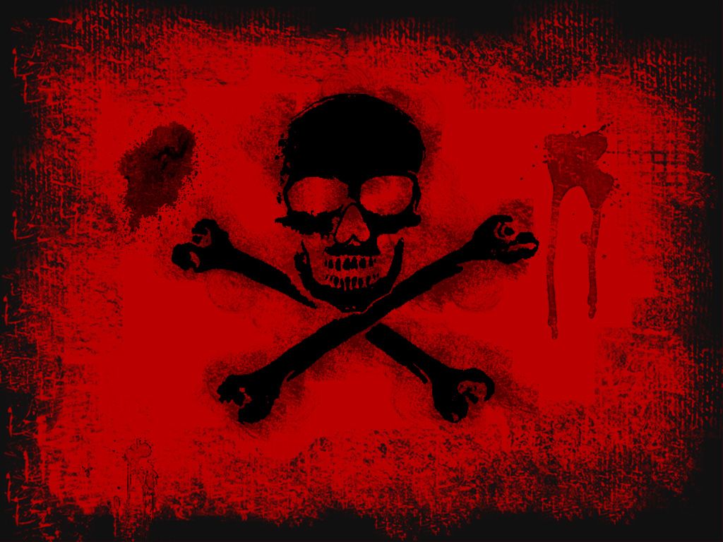 Skull And Crossbones Red And Black - HD Wallpaper 