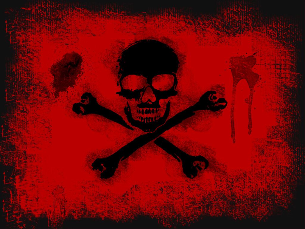 Skull And Crossbones Red And Black - HD Wallpaper 