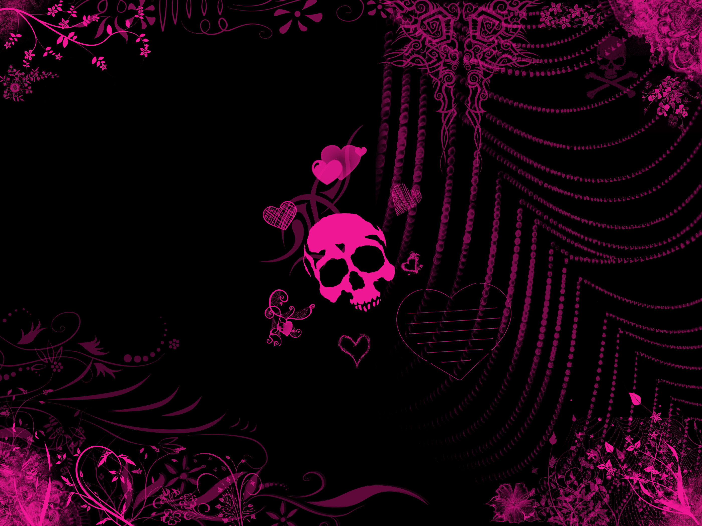 Girly Skull Wallpaper Related Wallpaper For Pink Emo - Pink Skull - HD Wallpaper 
