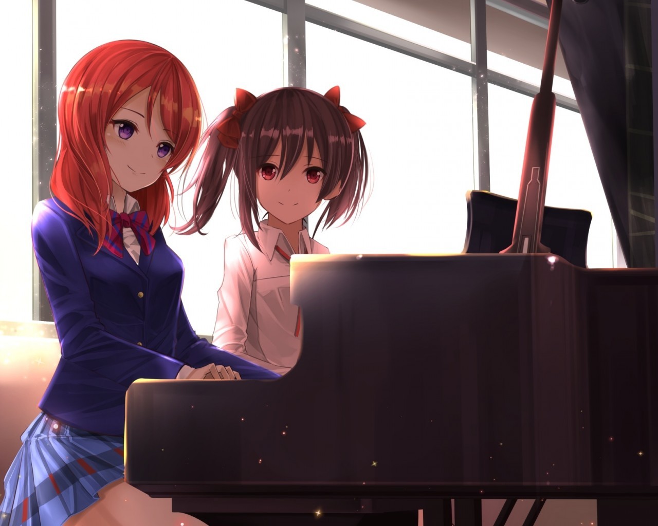 Nishikino Maki, Yazawa Nico, Love Live, Piano, Instrument, - Nishikino Maki And Yazawa Nico - HD Wallpaper 